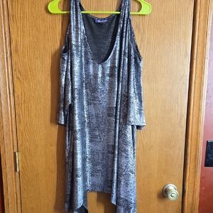 Metallic Silver Cold Shoulder Tunic